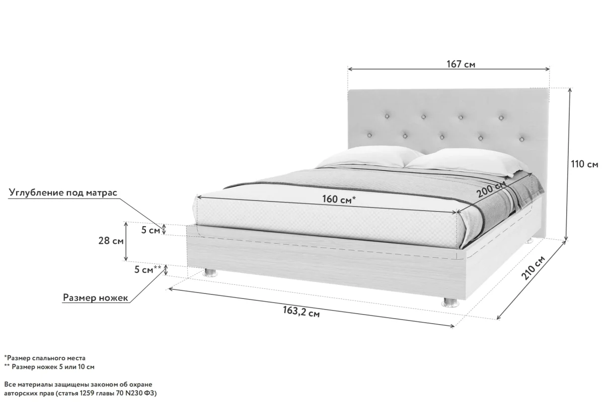 Средняя высота кровати с матрасом от пола